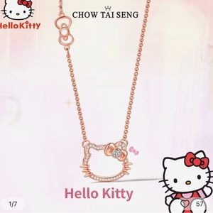 Rose Gold Hello kitty necklace! New! Ready to ship, with stones..